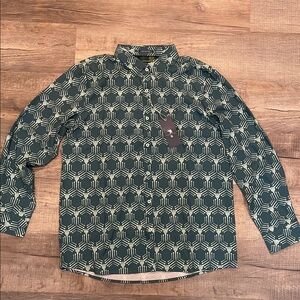 William Murray Geometric Patterned Button-Up Golf Shirt